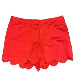 lands end scalloped shorts women’s 16 red orange like new